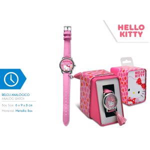 Zegarek analogowy z koralowym paskiem w metalowym opakowniu Hello Kitty HK50039 Kids Euroswan 145293763 - Moda i ubiór