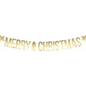 Baner Merry Christmas, złoty, 10,5x150cm 145294434 - Dekoracja świąteczna