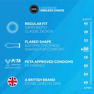 EXS Regular Classic 100 db - latex óvszer, sima 54 mm