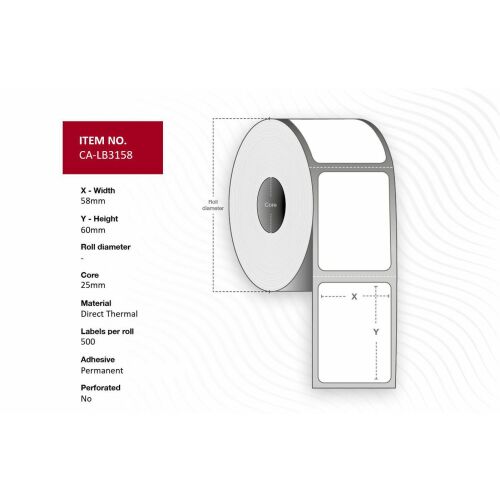 Capture CA-LB3158 Direkt Termál Címkék, 58x60mm, 500 címke tekercsenként - Etikett címke