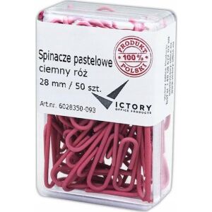 Victory Office Product SPINACZE BIUROWE VICTORY OFFICE 28MM 50 SZT. OKRĄGŁE PASTELOWE CIEMNORÓŻOWE POJEMNIK PLASTIKOWY 145299474 - Gemkapocs