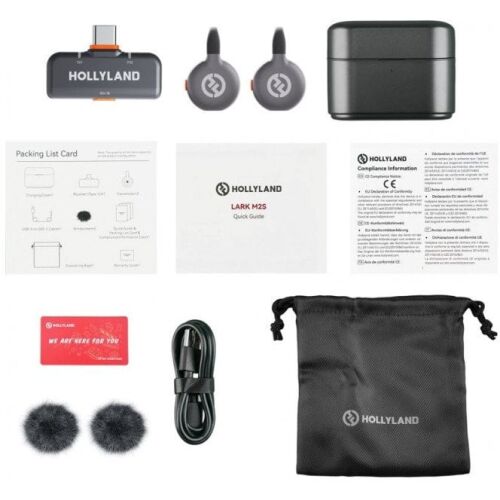 Hollyland LARK M2S Duo vezeték nélküli lavalier mikrofon USB-C csatlakozóval (Duo, Űrszürke) 145300026