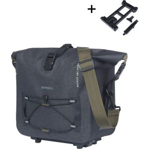 BASIL NAVIGATOR STORM csomagtartós táska, MIK rögzítő adapterrel, 13L, Vízálló, Fekete (ÚJ 2025) 145300072 - Kerékpáros táska