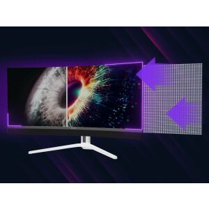 LORGAR 34MP1, UWQHD MiniLED Gaming Monitor Pro, 34" (3440*1440) VA íveles monitor, fekete/tejszínű szürke 145300435 - Monitor
