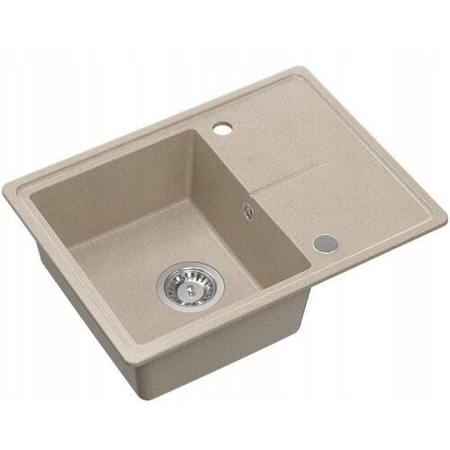 TONY 116 GraniteQ gránit mosogató river sand (bézs) 1 rekeszes k/o (60x45x18,5), szifonnal és tömítődugóval nemesacél 145301443