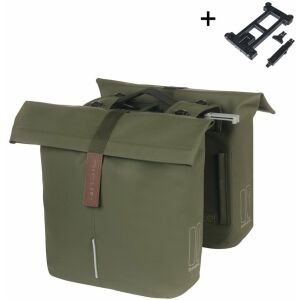 Városi dupla táska BASIL CITY DOUBLE PANNIER BAG MIK 28-32L, MIK System (ready to go), moha zöld (NEW 2025) 145302670 - Kerékpáros táska