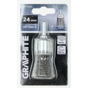 Drótkefe 24 mm-es, hullámos drót, acél, 6 mm-es száron