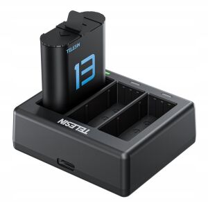 USB töltő + 2x Akkumulátor GoPro Hero 13 Black / Telesin / S0-ecb-07-tgp számára 145304158 - Akciókamera kiegészítő