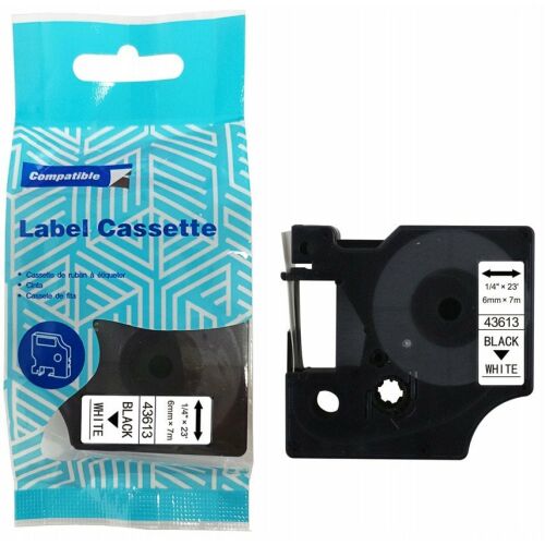 DYMO D1 43613 szalag 6mm x 7m S0720780 fekete-fehér csere 145304801