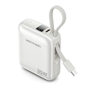 Vention 10000mAh 35W PD powerbank beépített USB-C kábellel bézs színben 145304966 - Külső akkumulátor & Powerbank