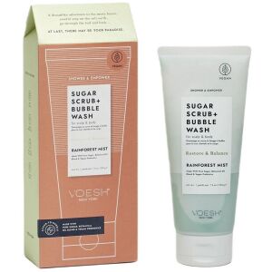 VOESH_Cukor Peeling + Habfürdő hámlasztó és habzó test- és fejbőrradír esőerdei köd 210g