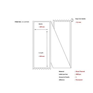 Rögzítő Hajó-címke 105 x 220 mm, Közvetlen Hő, Legyezőhajtás, 2000 címke dobozonként 145305771 - Irodai papíráru