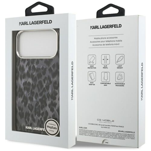 Tok Karl Lagerfeld IML Leopard Pattern MagSafe iPhone 17 Pro Max fekete 145307194