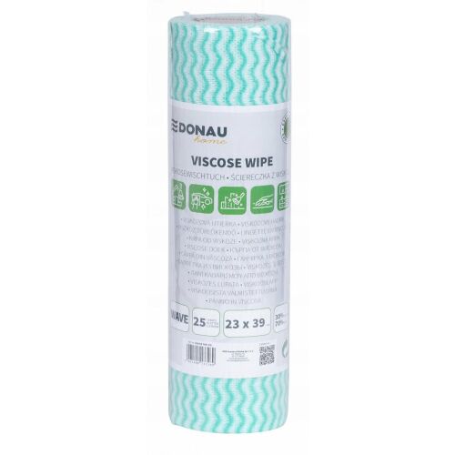 DONAU HOME törlőrongy, 70% viszkózzal, tekercs, hullámos, 23x39 cm, 25 darab, zöld 145308160