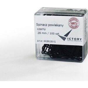 Victory Office Product SPINACZE BIUROWE VICTORY OFFICE 28MM 100 SZT. OKRĄGŁE POWLEKANE CZARNE POJEMNIK PLASTIKOWY 145308805 - Gemkapocs