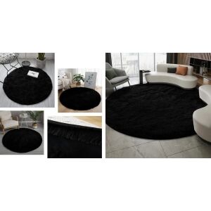 Covor Strado Shaggy 300x300, rotund moale de plus, Negru 145309270 - Covoare