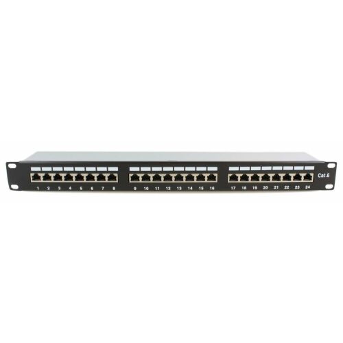 MicroConnect 19" FTP. 6 keresztpanel 24 port Krone IDC, fekete ADSL csatlakozók.