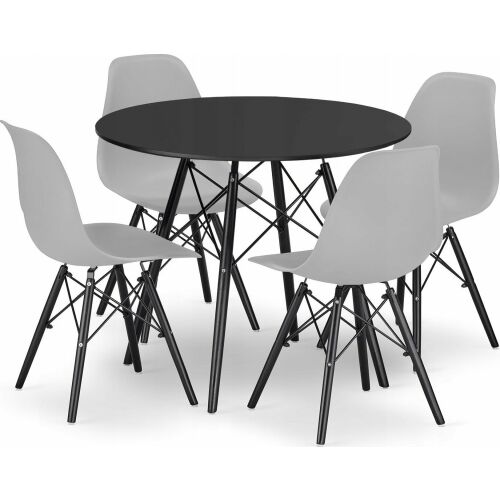 Leobert szett kerek asztal TODI 80 fekete+4 szék OSAKA szürke 145310409