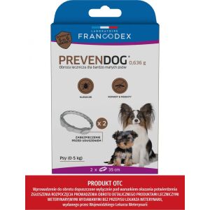 FRANCODEX Obroża biobójcza PREVENDOG 35 cm dla bardzo małych psów do 5 kg - 2 szt. 145310651 - Trzymanie kotów