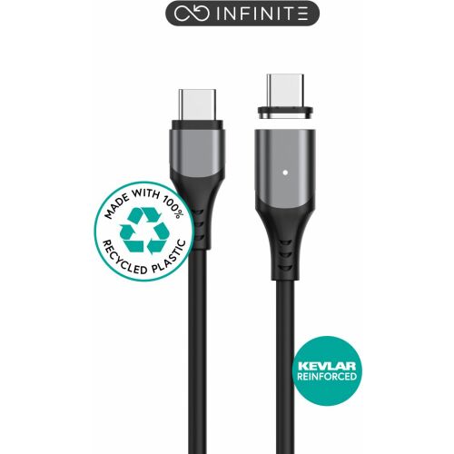 eStuff INFINITE Mágneses USB-C - C 2.0 PD100W 480 Mbps 2,0m Fekete 145311958