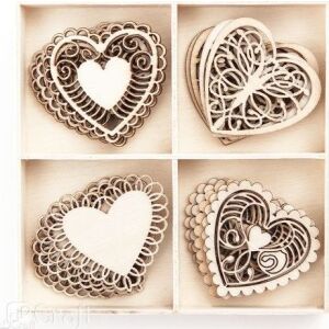 Inimi din lemn 20buc 145312343 - Inscripții din lemn & elemente decorative