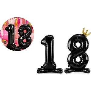 PartyDeco Balon în picioare din folie 84 cm numărul 8 negru 145313129 - Decoratii si echipamente pentru petreceri