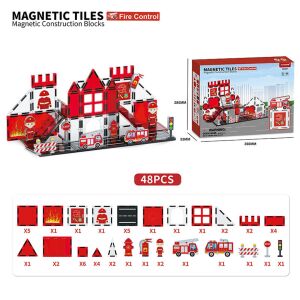 Mágneses építőkészlet Tűzoltóság 48 db