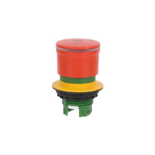 Miniatűr biztonsági gomb 30mm 22mm lyukra gyűrűvel kivilágított feloldás húzással M22-PVL30 145314341