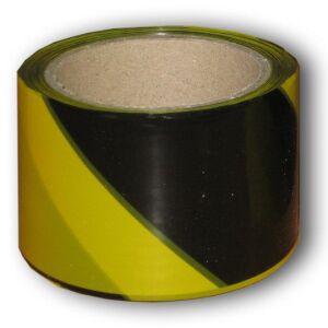 FIGYELMEZTETŐ SZALAG SÁRGA-FEKETE 80MM*100M