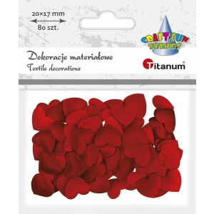 80 db dekoratív szív készlet, titán, 1026905027, textil, 17 x 20 mm, piros 145314899 - Filcfigura