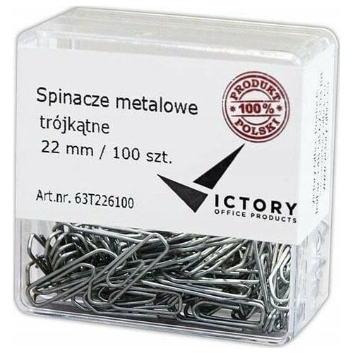Victory Office Product SPINACZE BIUROWE VICTORY OFFICE 22MM 100 SZT. TRÓJKĄTNE POJEMNIK PLASTIKOWY 145314930