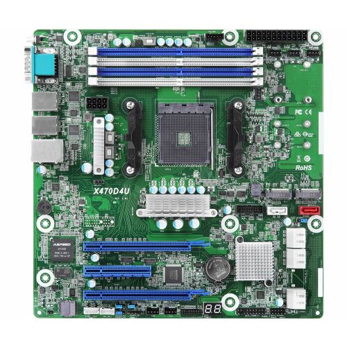 ASRock X470D4U, 1xSKT AM4, AMD Ryzen, X470, SATA, 2xM.2, 2xGbE, IPMI 145315427