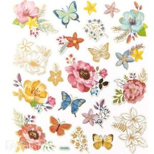 Virágok és pillangók matricák 21db