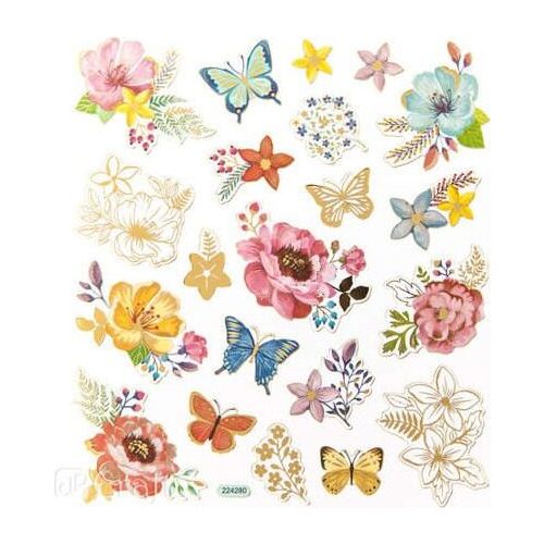 Virágok és pillangók matricák 21db 145315487