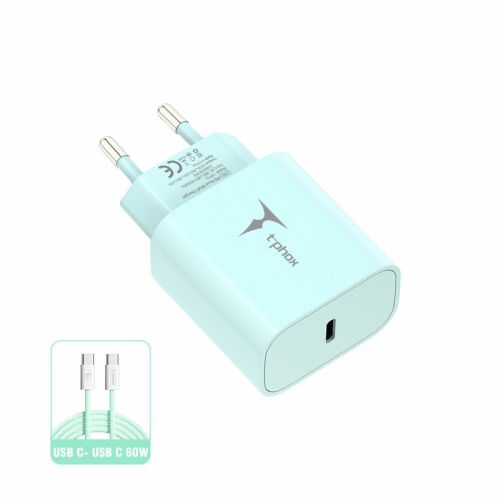 ŁAD SIEC T-PHOX MODERATE SERIES T-PP11 20W + KABEL USB-C/USB-C 60W GREEN
