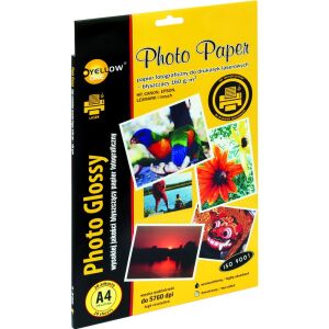 PAPIER FOTO YELLOW ONE A4 160g BŁYSK (20) 145315741 - Artykuły biurowe