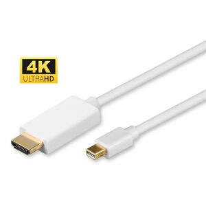 MicroConnect 4K Mini DisplayPort - HDMI kábel 3m hangátvitellel Fehér, aranyozott csatlakozókkal, felbontás: 4K* 2K @30Hz 145316461 - HDMI kábel
