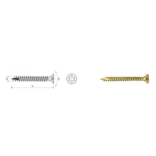 BEVONÓ CSAVAR SÁRGA 5.0x25mm Torx T25 Faforgács Csavar - Építőanyag