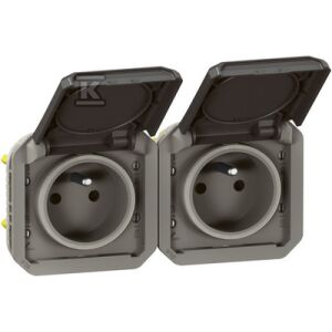 ÚJ PLEXO 55 2x2P+Z vízszintes aljzat 16A - 250V AC antracit 069842L 145316844 - Lámpa & Világítás