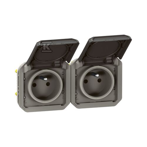 ÚJ PLEXO 55 2x2P+Z vízszintes aljzat 16A - 250V AC antracit 069842L 145316844