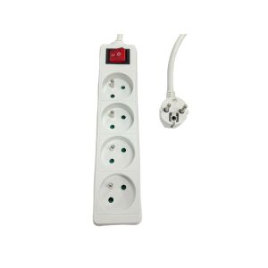 MicroConnect 4-utas elosztó be/ki kapcsoló Francia E típusú, 1,5 m Fehér