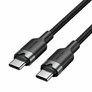 Vention USB-C - USB-C kábel 3A 480Mbps 60W PD 2m fekete fonatban 145318071 - Kábel