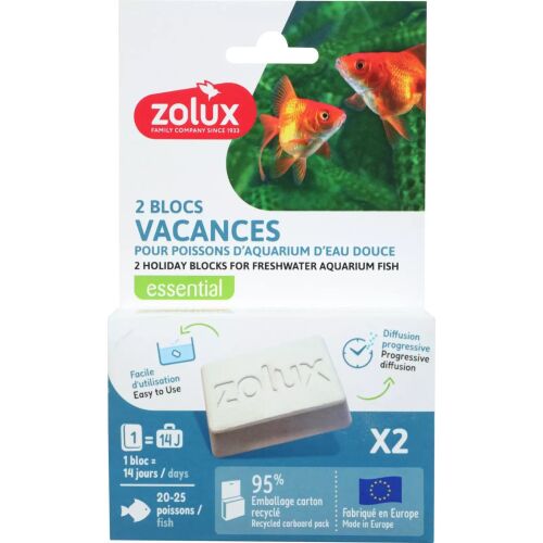 ZOLUX édesvízi halaknak nyaraló táplálék, 14 napos hiányzás blokk x 2 145318096
