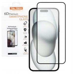 TELTECH PREMIUM 6D ÜVEG IPHONE 15 PROFILOS ÜVEG KEMÉNYÍTETT FULL COVER FEKETE KERET