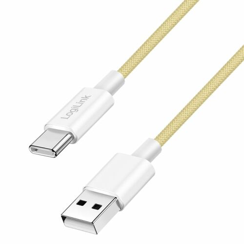 Logilink USB 2.0 Type-C kábel C/M > A/M, Nylon, 60W sárga 1m 145318164