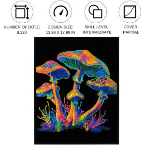 DIAMOND DOTZ FELNŐTTEK FLOCKED NEON GOMBÁK 145318874 - Művészet & Hobbi