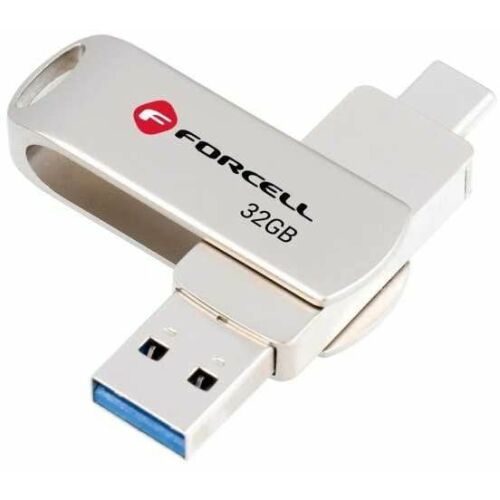 Pendrive 32GB USB 3.2 Gen 1 (USB A / USB C) Forcell F-Data Metal Duo ezüst 145319111