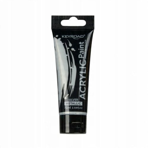 KEYROAD akrilfesték, fémfényű, 75 ml, tubus, ezüst 145319241