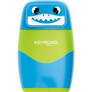 Műanyag radírral ellátott KEYROAD ceruzahegyező, dupla, kijelző, színkeverék