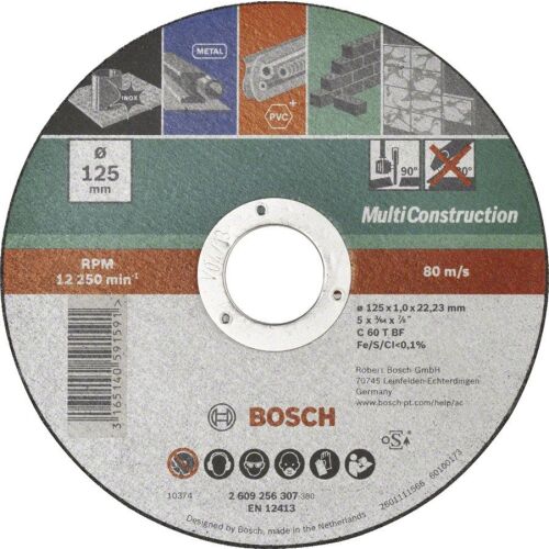 Bosch 125mm x 1.0mm Multi Construction Vágókorong fémhez, PVC-hez és falazathoz - Vágókorong